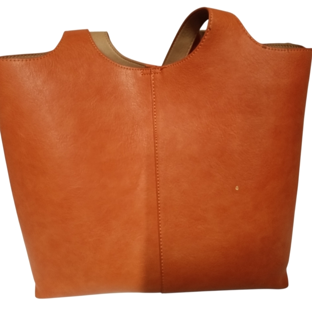 Madison West Vegan Leather Tote in Cognac - Picture 2 of 4